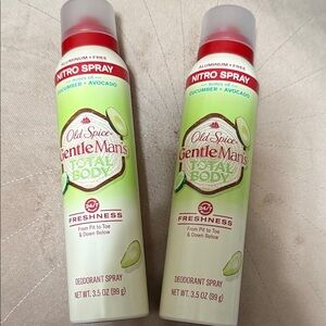 2 Old Spice GentleMan's Total Body Deodorant Spray Brand New